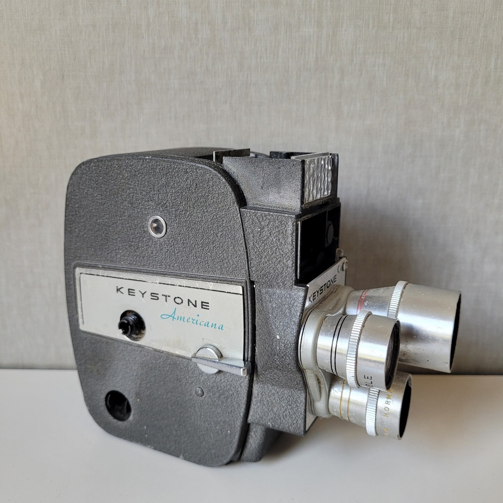 Keystone Movie Camera Americana 8mm Grey Vintage Mid Century Prop Decor UNTESTED